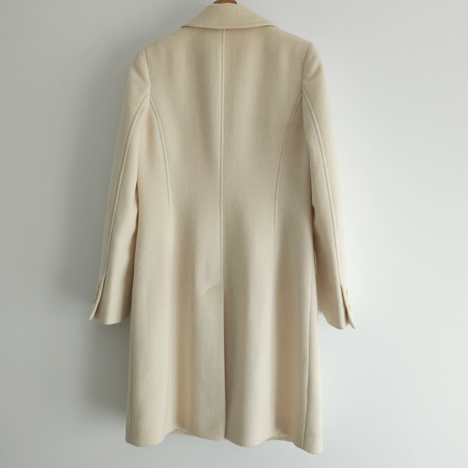 Loredana Del Monte 100% mérinos casaco creme longo – photo 3